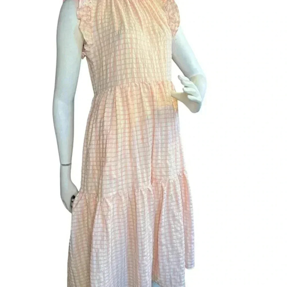 Calixta Gorg Pink Plaid Ruffle Dress Size Small .#87 - Picture 3 of 16